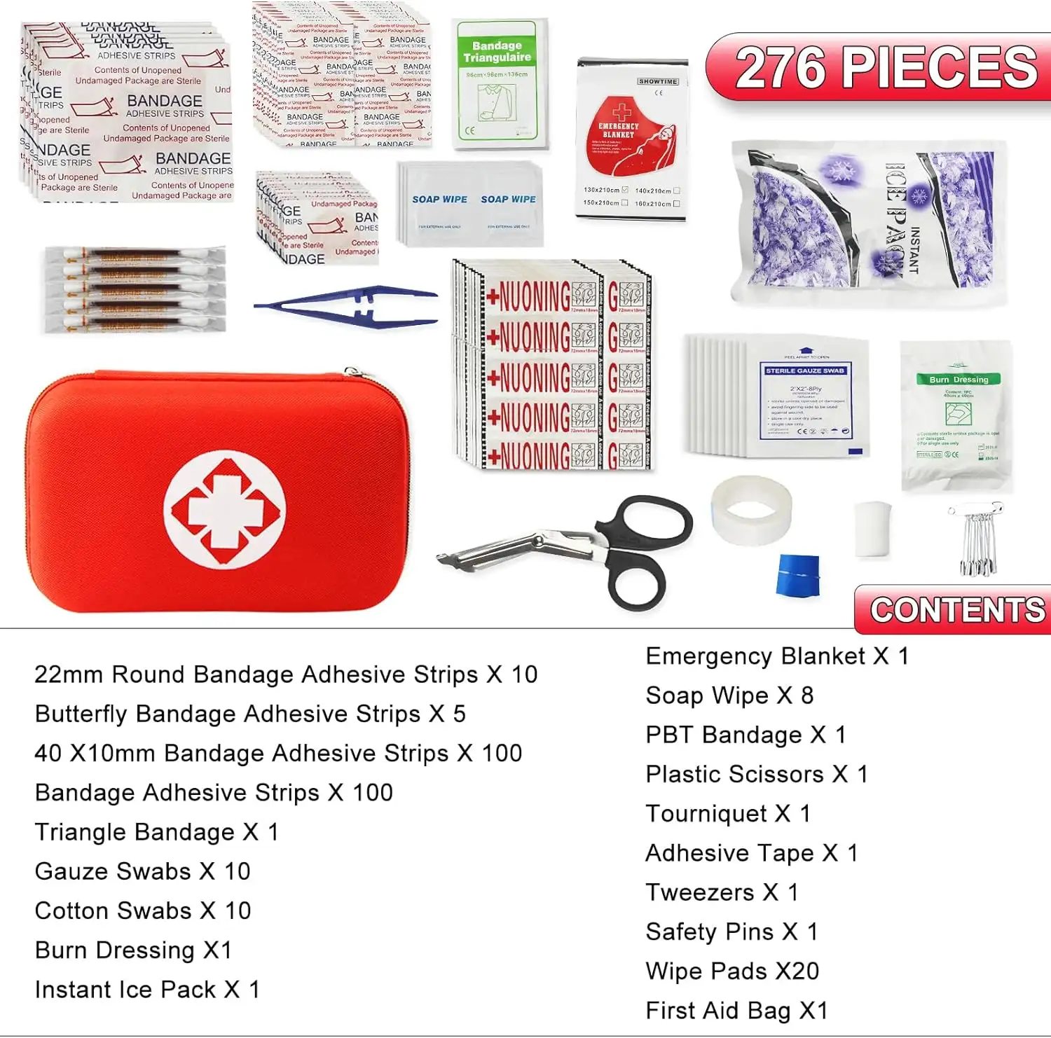 AMORNING 276PCS First Aid Kit Home Car Camping Hiking Emergency Supplies Small Compact Lovely Bag - 81y4agypvjl._ac_sl1500_